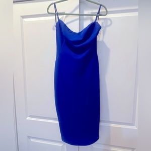 Katie May Royal blue cocktail dress. Drape back. Size M.